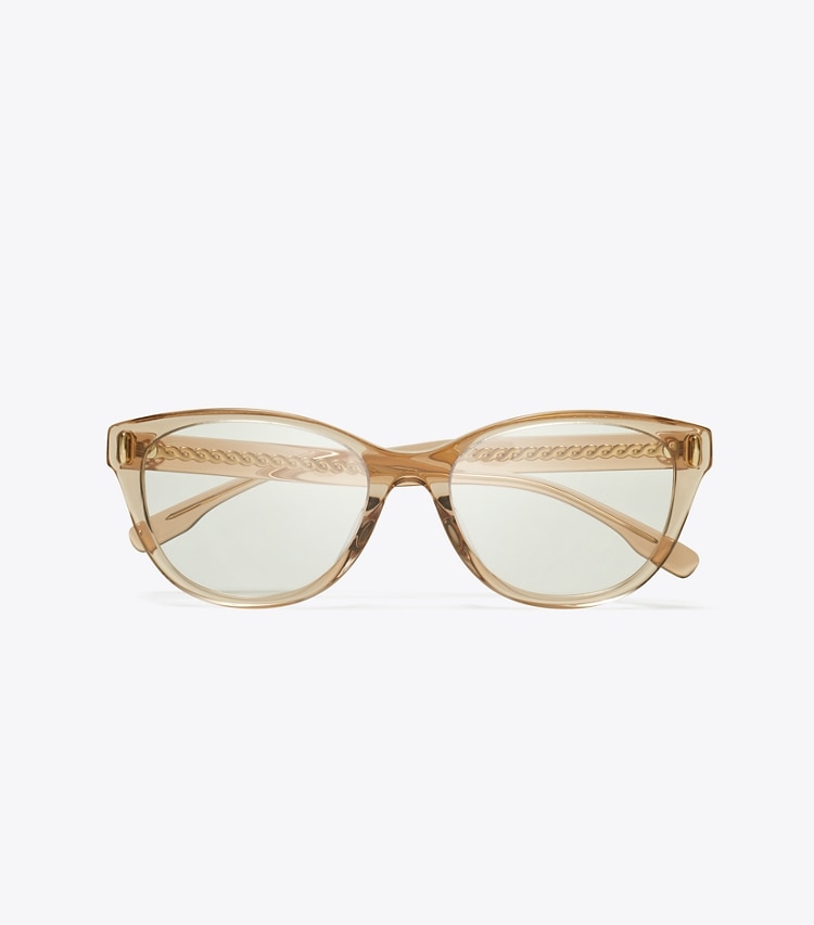 Tory Burch designer sunglasses & eyewear Miller Eyeglasses in TRANSPARENT BROWN overhead