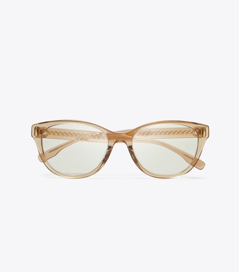 Tory Burch designer sunglasses & eyewear Miller Eyeglasses in TRANSPARENT BROWN front