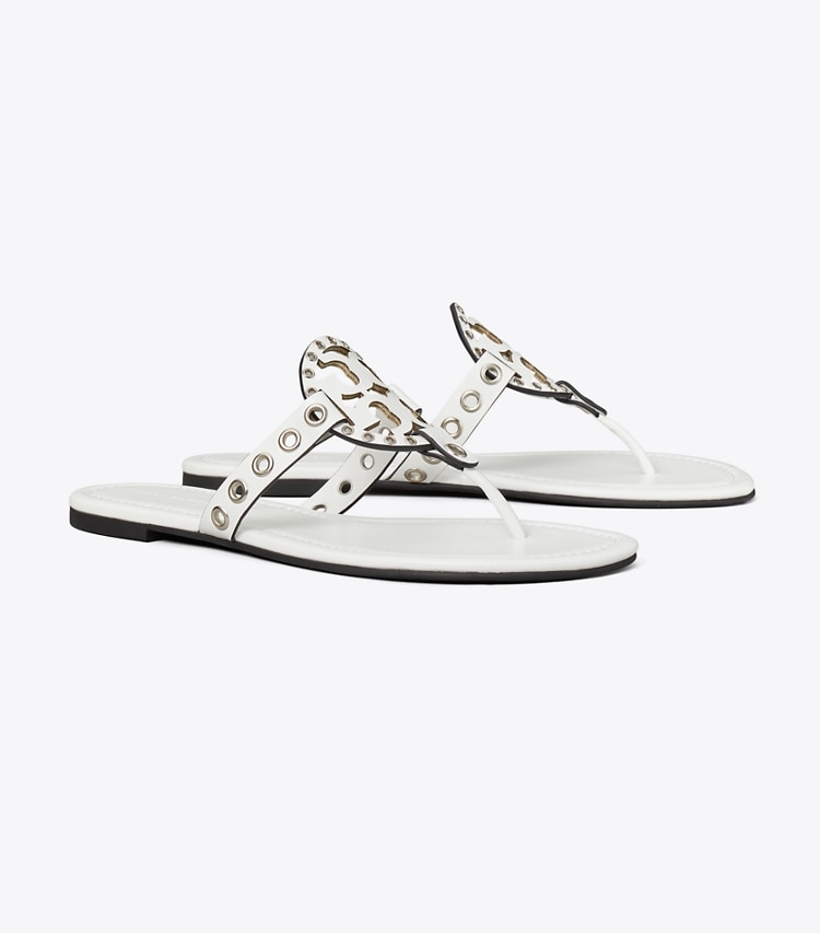 Tory Burch designer sandals Miller Eyelet Sandal in CLOUD angle