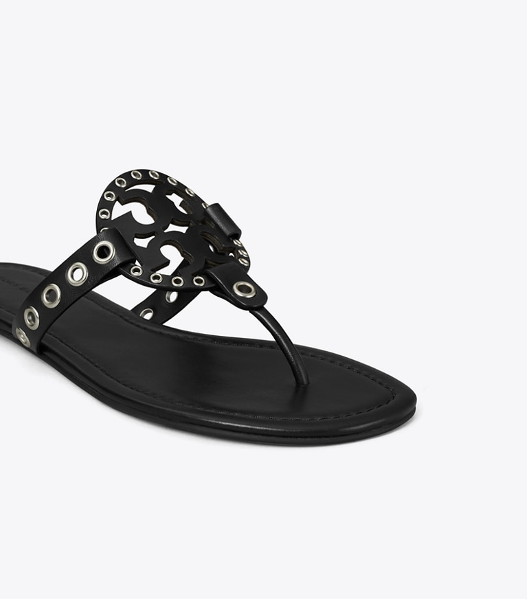 Tory Burch designer sandals Miller Eyelet Sandal in BLACK angle