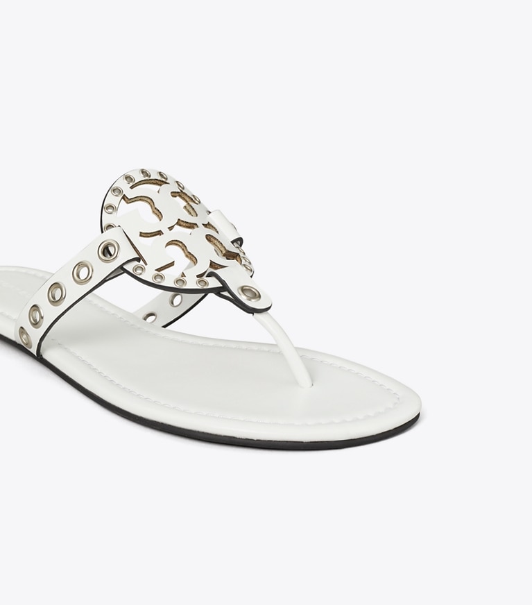 Tory Burch designer sandals Miller Eyelet Sandal in CLOUD angle