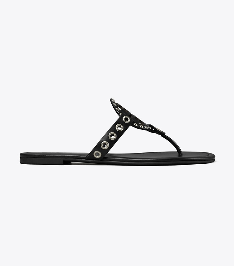 Tory Burch designer sandals Miller Eyelet Sandal in BLACK side