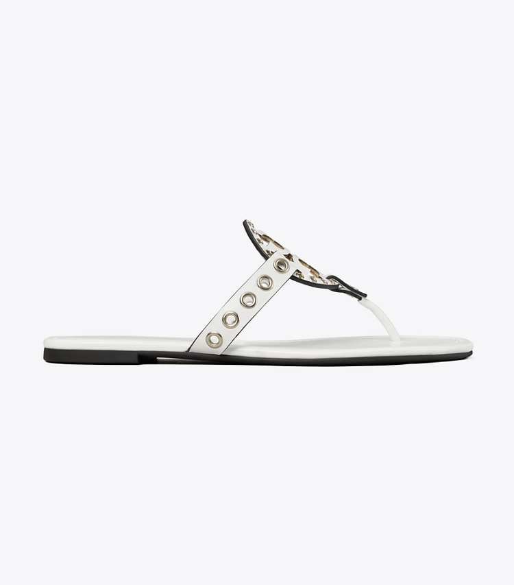 Tory Burch designer sandals Miller Eyelet Sandal in CLOUD side