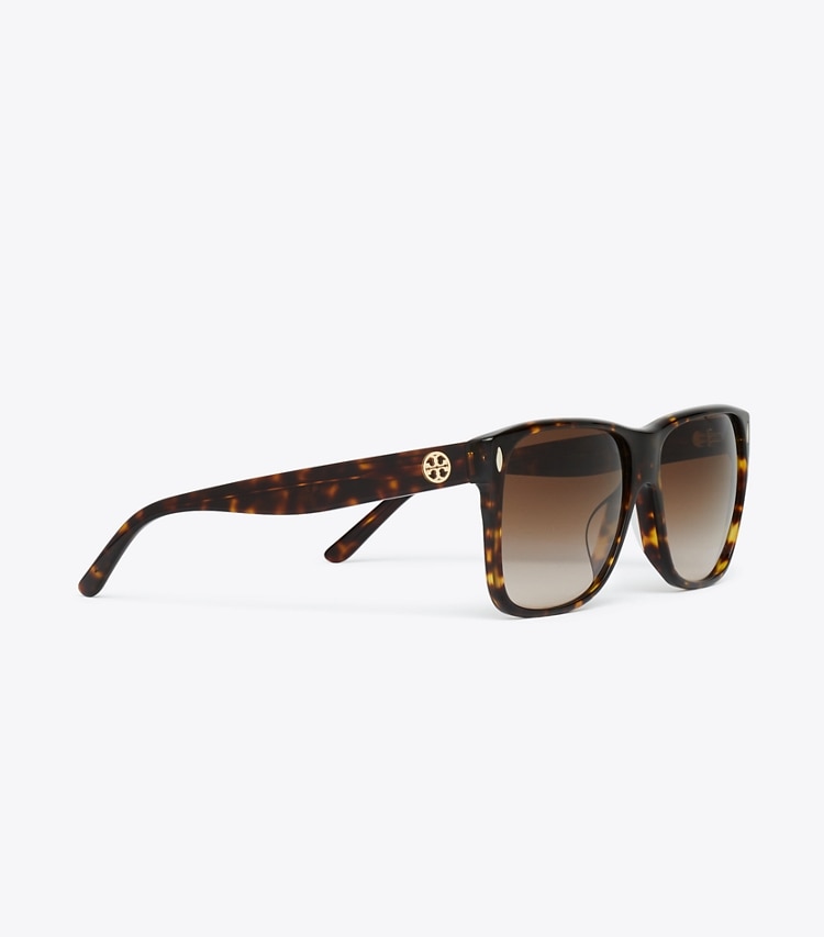 Tory Burch designer サングラス＆アイウェア ミラー フラット トップ スクエア in DARK TORTOISE/BROWN GRADIENT ディテール