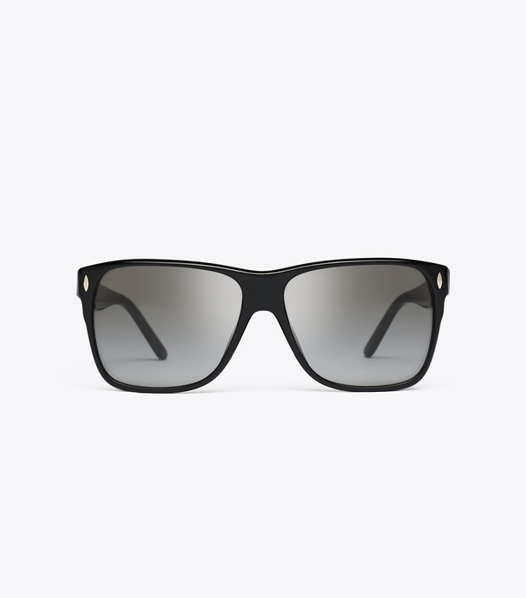 Tory Burch designer sunglasses & eyewear Miller Flat Top Square in BLACK/LIGHT GREY GRADIENT front