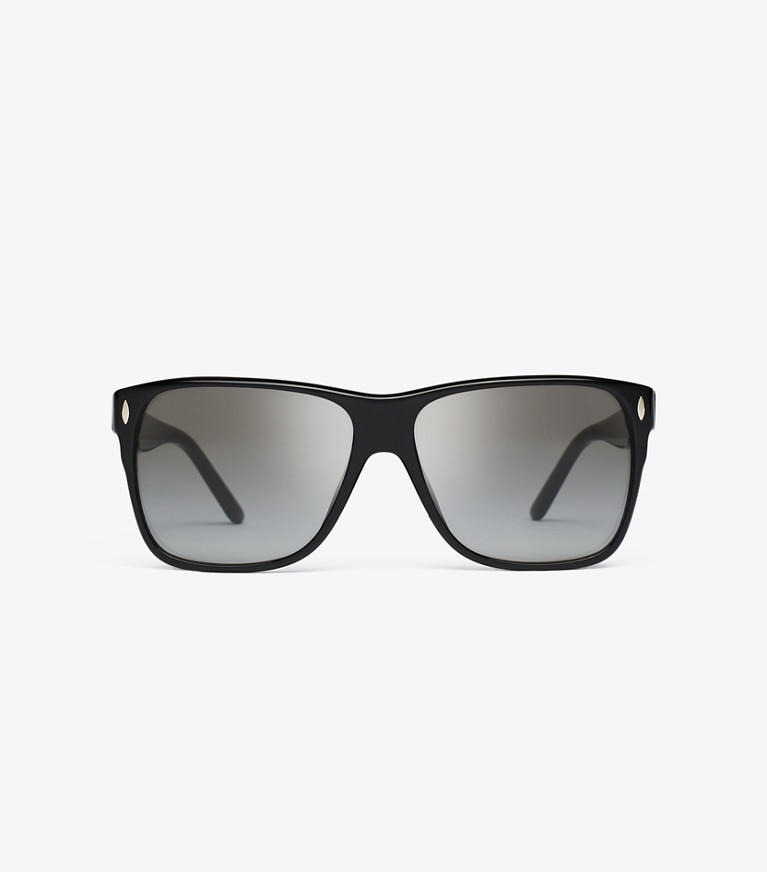 Tory Burch designer sunglasses & eyewear Miller Flat Top Square in BLACK/LIGHT GREY GRADIENT front