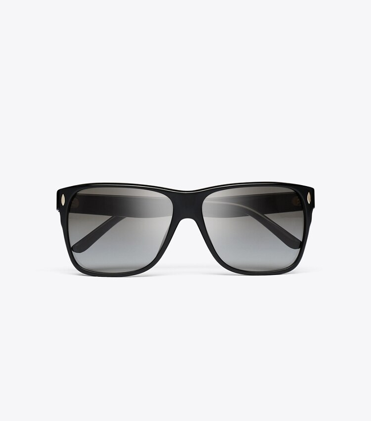 Tory Burch designer sunglasses & eyewear Miller Flat Top Square in BLACK/LIGHT GREY GRADIENT overhead