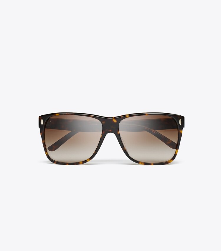 Tory Burch designer サングラス＆アイウェア ミラー フラット トップ スクエア in DARK TORTOISE/BROWN GRADIENT オーバーヘッド