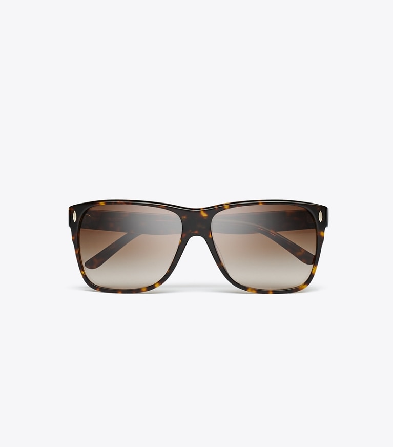 Tory Burch designer サングラス&アイウェア ミラー フラット トップ スクエア in DARK TORTOISE/BROWN GRADIENT オーバーヘッド
