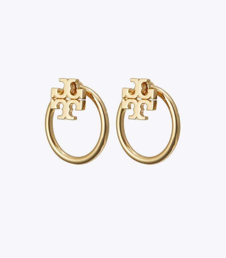 Tory Burch designer earrings Miller Front-Back Earring in Tory Gold front