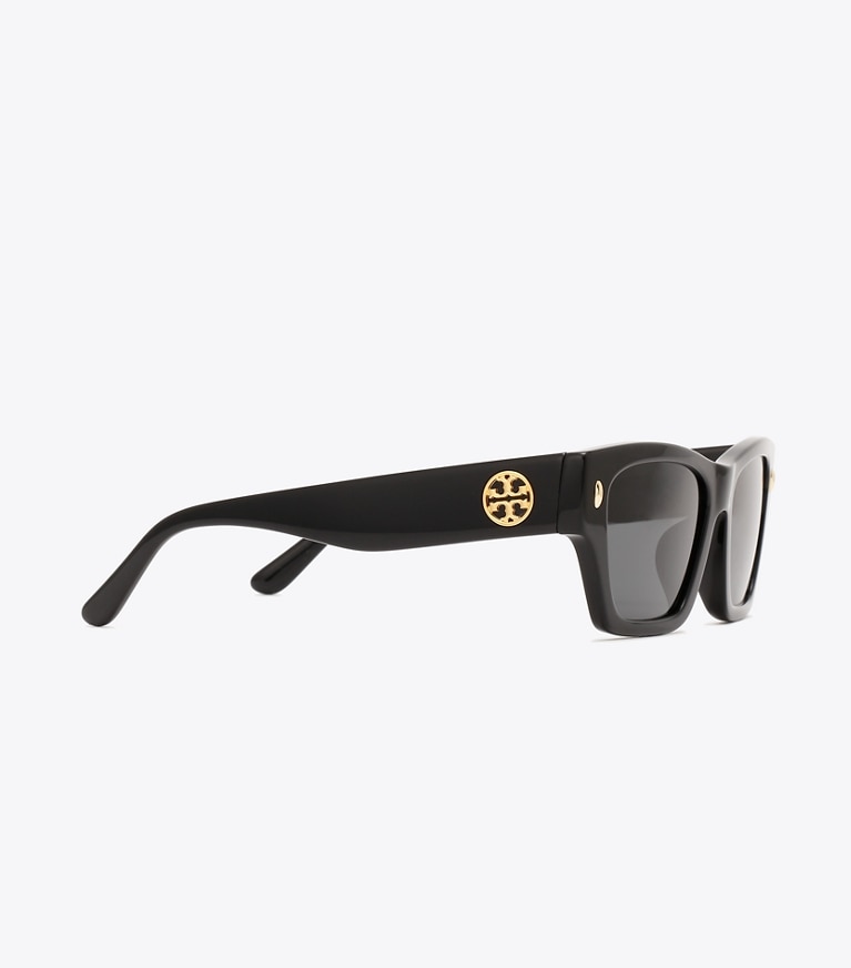 Tory Burch designer sunglasses & eyewear Miller Geometric Sunglasses in BLACK detail