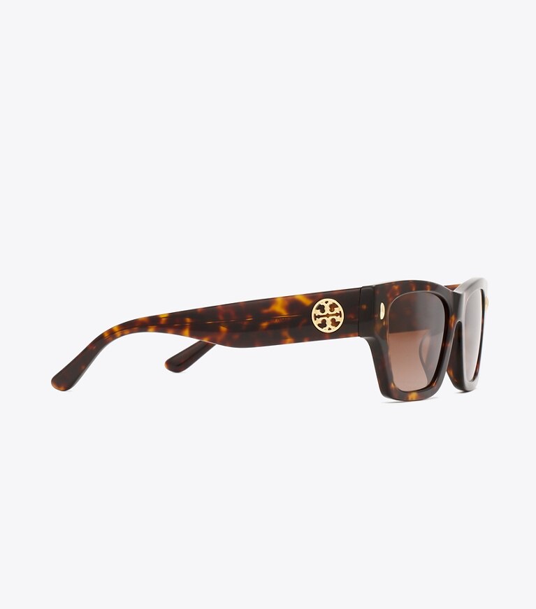 Tory Burch designer sunglasses & eyewear Miller Geometric Sunglasses in DARK TORTOISE front