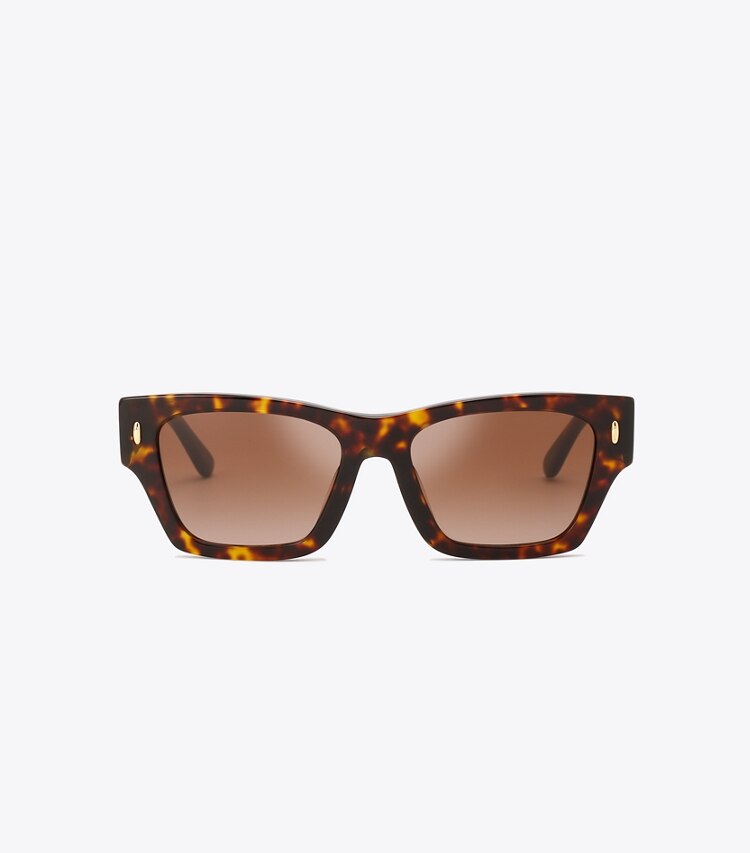 Tory Burch designer sunglasses & eyewear Miller Geometric Sunglasses in DARK TORTOISE front