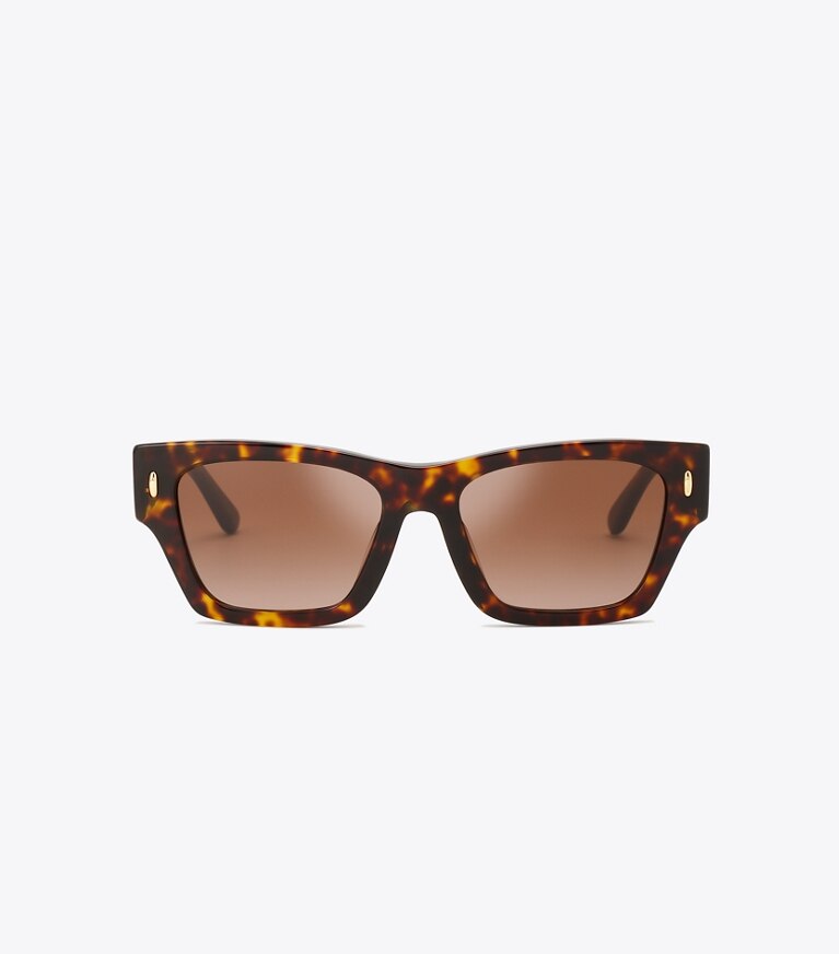Tory Burch designer sunglasses & eyewear Miller Geometric Sunglasses in DARK TORTOISE front