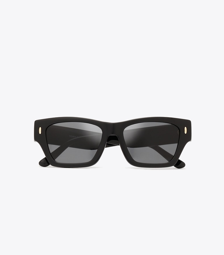 Tory Burch designer sunglasses & eyewear Miller Geometric Sunglasses in BLACK overhead