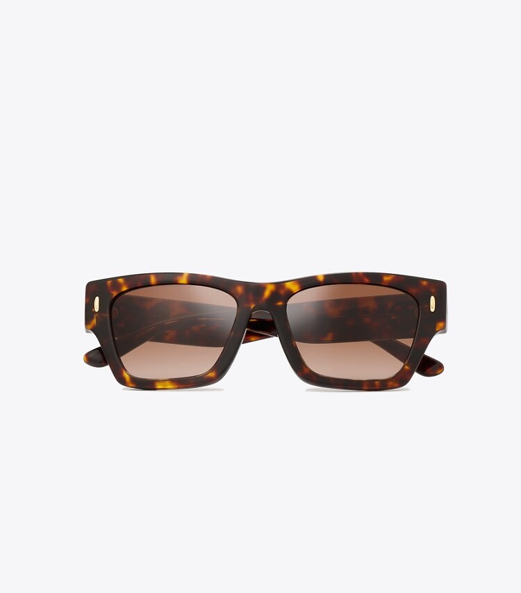 Tory Burch designer sunglasses & eyewear Miller Geometric Sunglasses in DARK TORTOISE overhead