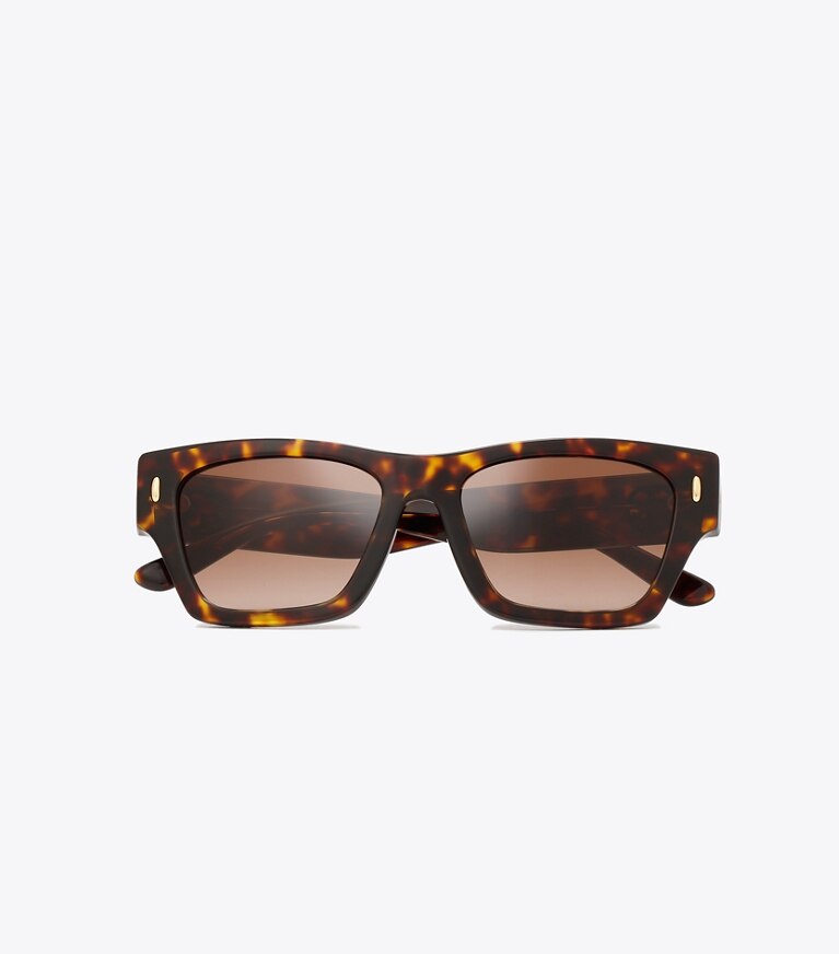 Tory Burch designer sunglasses & eyewear Miller Geometric Sunglasses in DARK TORTOISE front