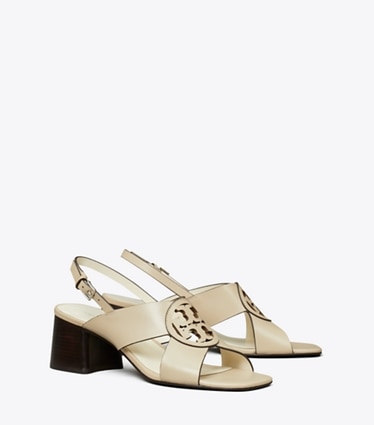 Tory Burch designer sandals Miller Heeled Sandal in STONE GRAY angle