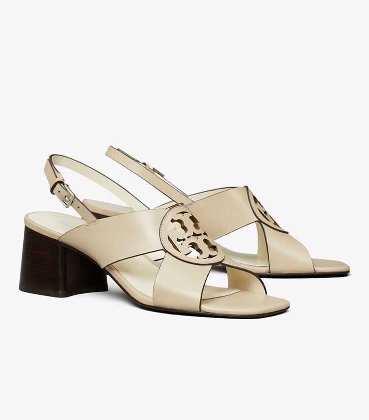 Tory Burch designer sandals Miller Heeled Sandal in STONE GRAY angle
