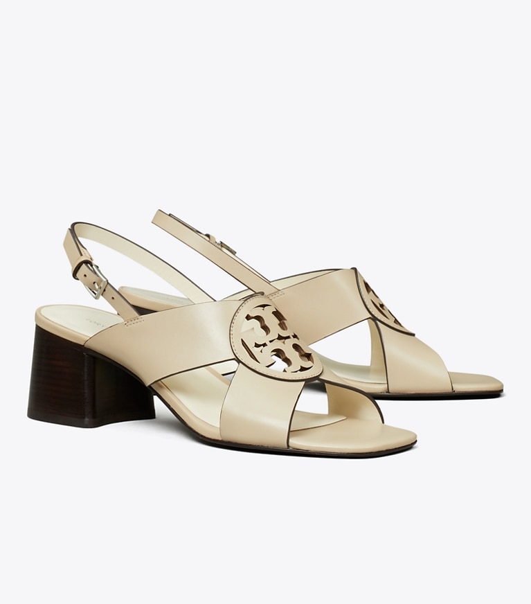 Tory Burch designer sandals Miller Heeled Sandal in STONE GRAY angle