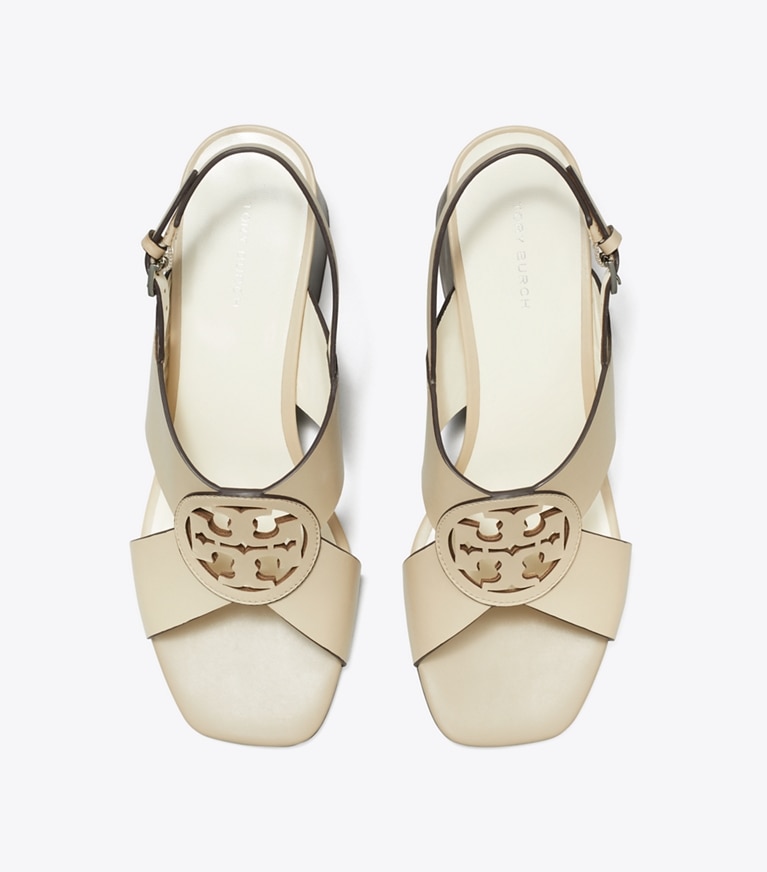 Tory Burch designer sandals Miller Heeled Sandal in STONE GRAY angle