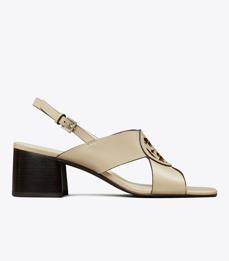 Tory Burch designer sandals Miller Heeled Sandal in STONE GRAY angle