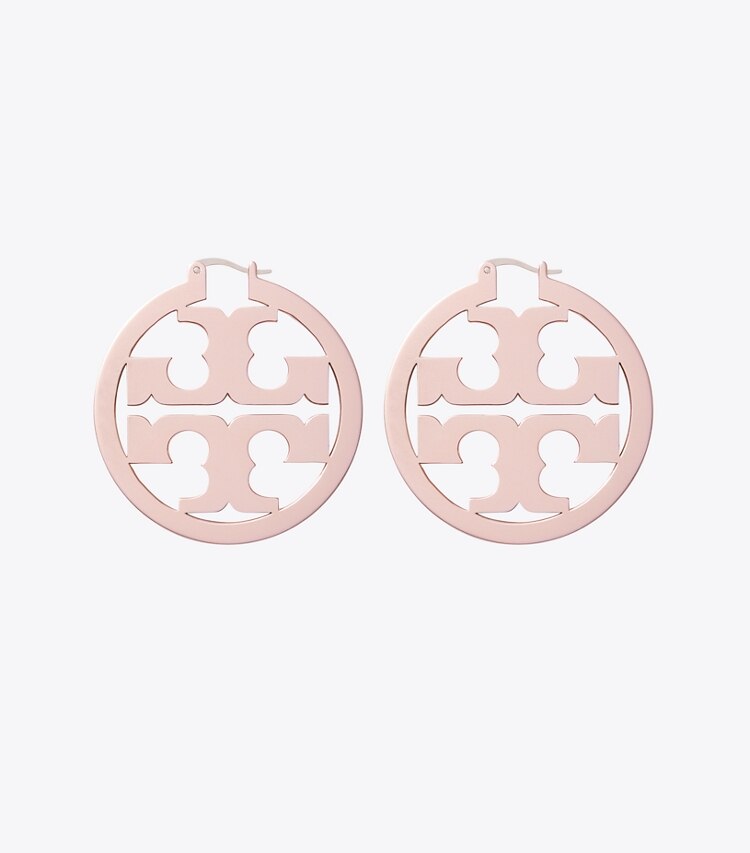 Tory Burch designer earrings Miller Hoop Earring in Tory Silver / Pink additional
