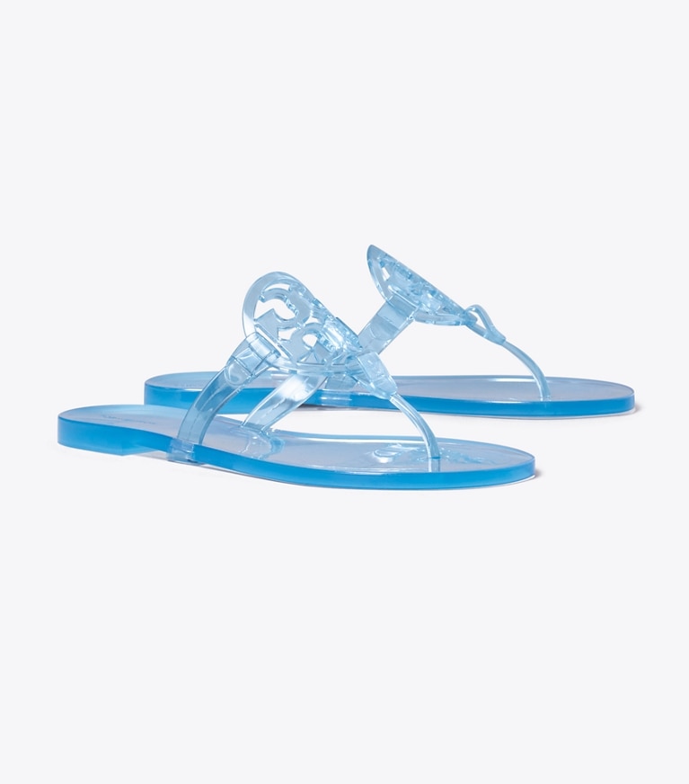 Tory Burch designer sandali Miller Jelly in POOL BLUE angle