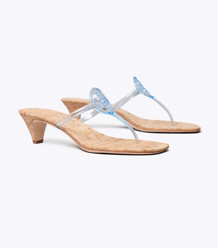 Tory Burch designer sandals Miller Jelly Kitten Heel in PALE BLUE angle