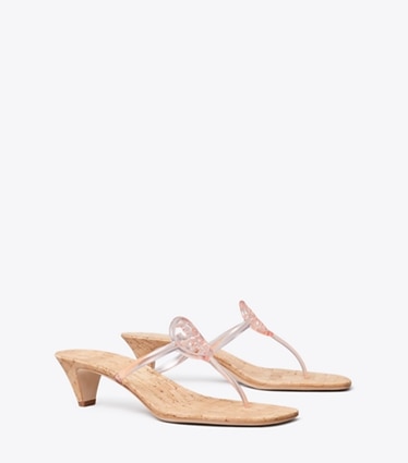 Tory Burch designer sandals Miller Jelly Kitten Heel in PINK QUARTZ angle