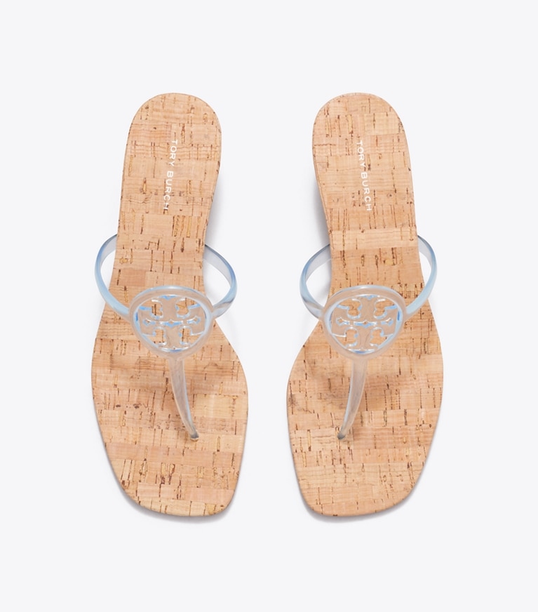 Tory Burch designer sandals Miller Jelly Kitten Heel in PALE BLUE overhead