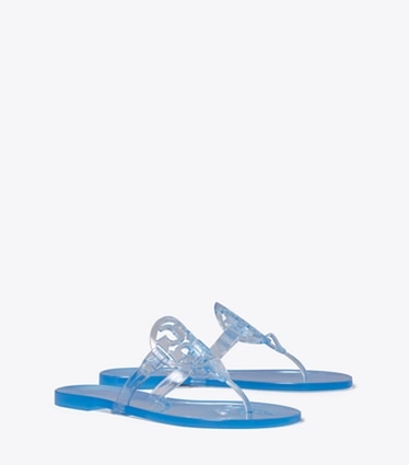 Tory Burch designer sandals Miller Jelly Sandal in POOL BLUE angle