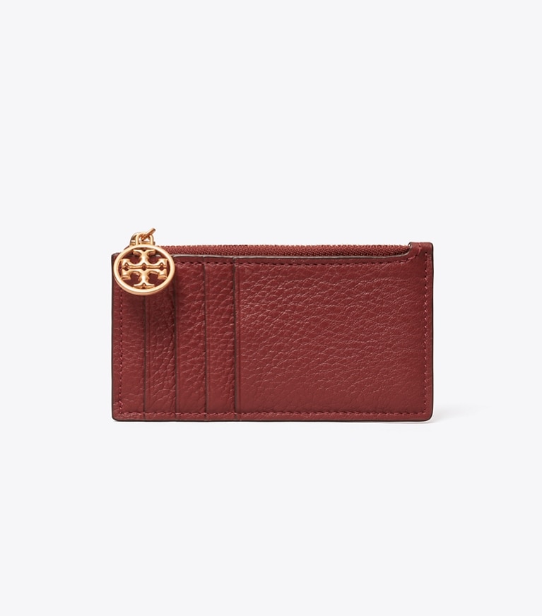 Tory Burch designer kartenetuis Miller Kartenetui mit Reißverschluss oben in Autumn Red angle