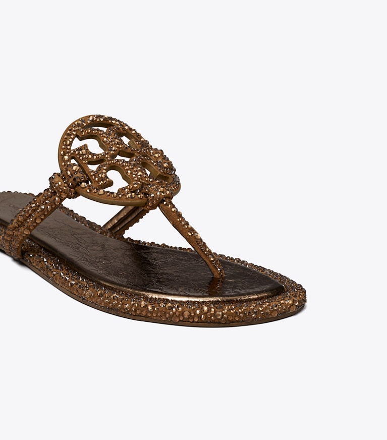 Tory Burch designer sandals Miller Knotted Crystal in COPPER FREEZE detail