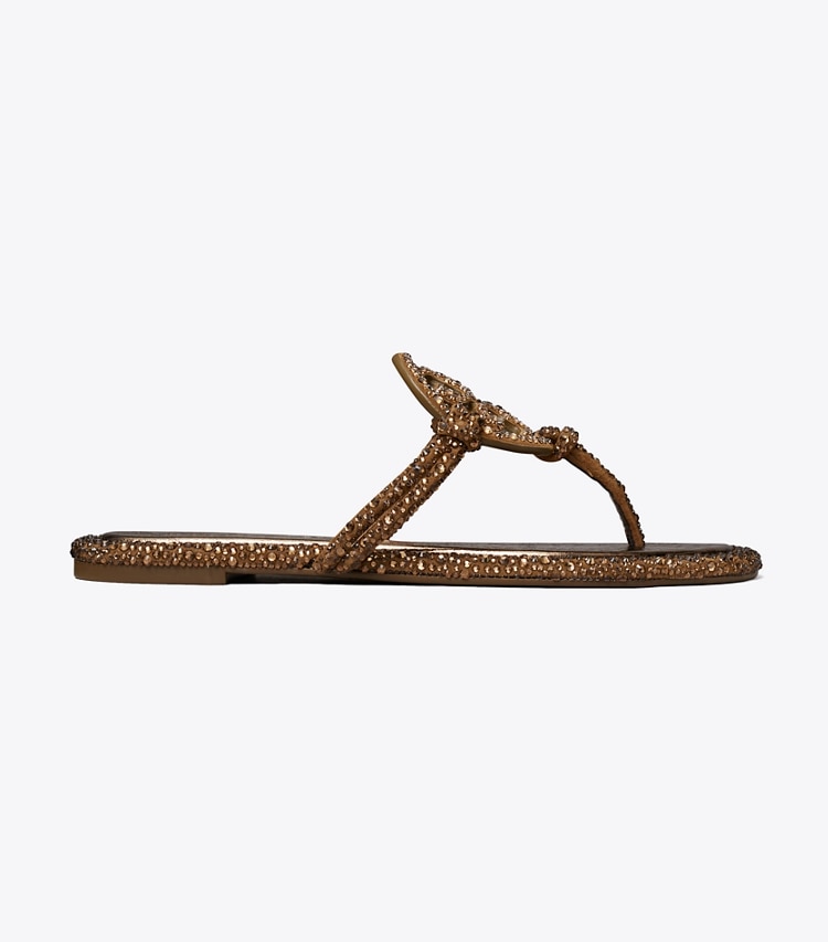 Tory Burch designer sandals Miller Knotted Crystal in COPPER FREEZE side