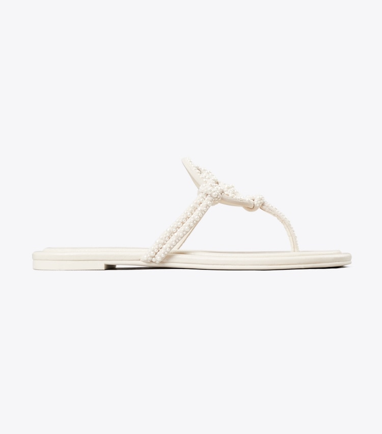Tory Burch designer sandals Miller Knotted Pearl Sandal in LIGHT CREAM side