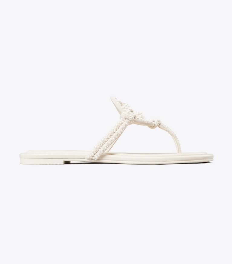 Tory Burch designer sandals Miller Knotted Pearl Sandal in LIGHT CREAM side