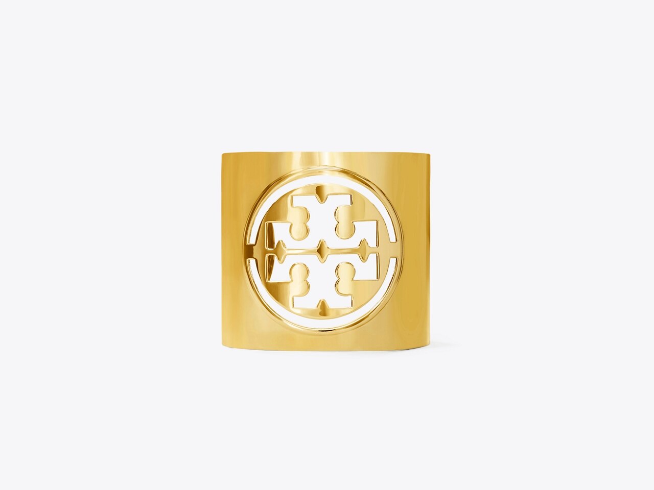 Tory Burch Miller Logo Detail Brass Cuff Bracelet in Metallic