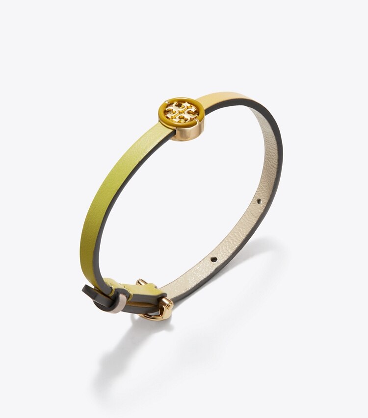 Tory Burch designer bracelets Miller Leather Bracelet in Tory Gold / Pink Multi detail