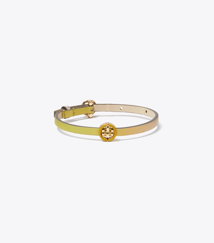 Tory Burch designer bracelets Miller Leather Bracelet in Tory Gold / Pink Multi front
