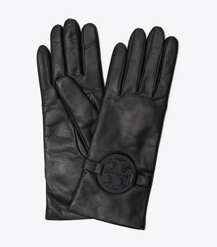 Tory Burch designer gloves Miller Leather Glove in Black front