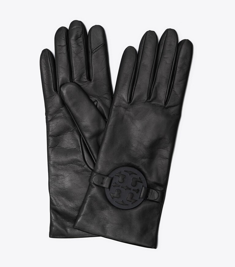 Tory Burch designer gloves Miller Leather Glove in Black front