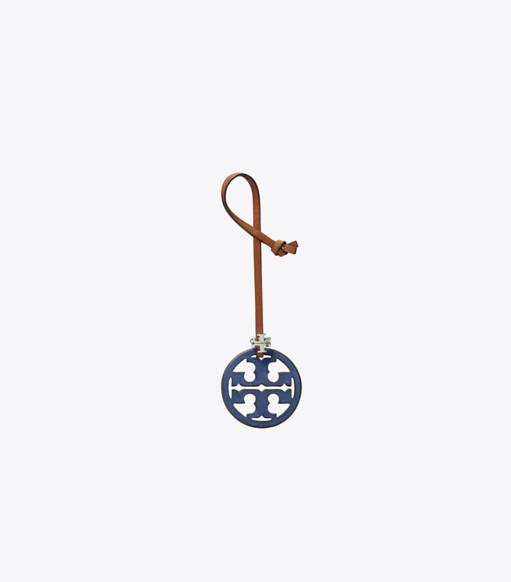 Tory Burch designer バッグチャーム＆キーリング ミラー ロゴ バッグチャーム in Soft Blue front