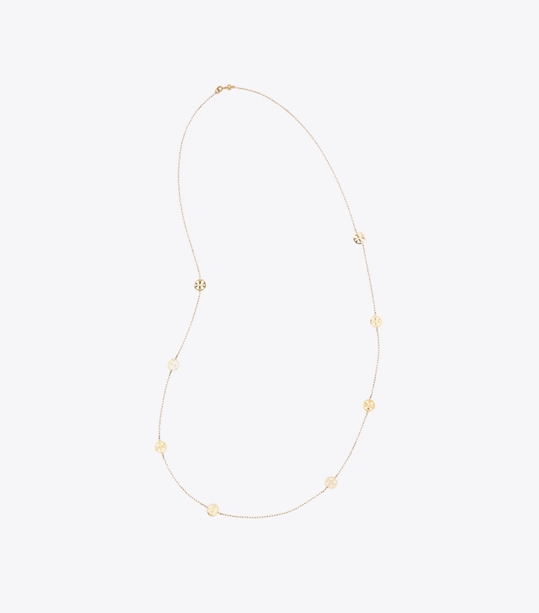 Tory Burch designer necklaces Miller Long Necklace in Tory Gold front