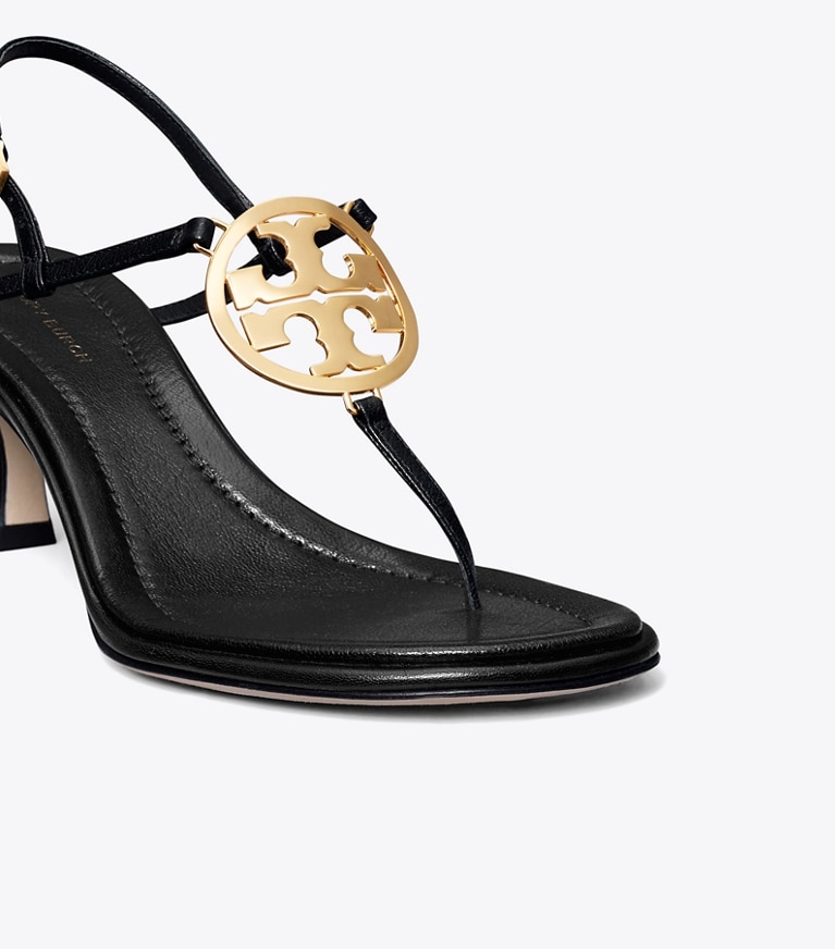 Tory Burch designer sandals Miller Low Heel Sandal in PERFECT BLACK angle