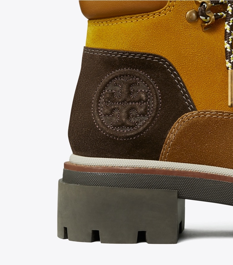 Tory Burch designer ankle boots Miller Lug Hiker Boot in WHEAT / RHUM / BROWN detail