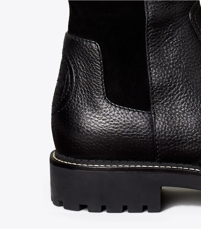 Tory Burch designer boots Miller Lug Sole Over-the-Knee Boot in Perfect Black angle