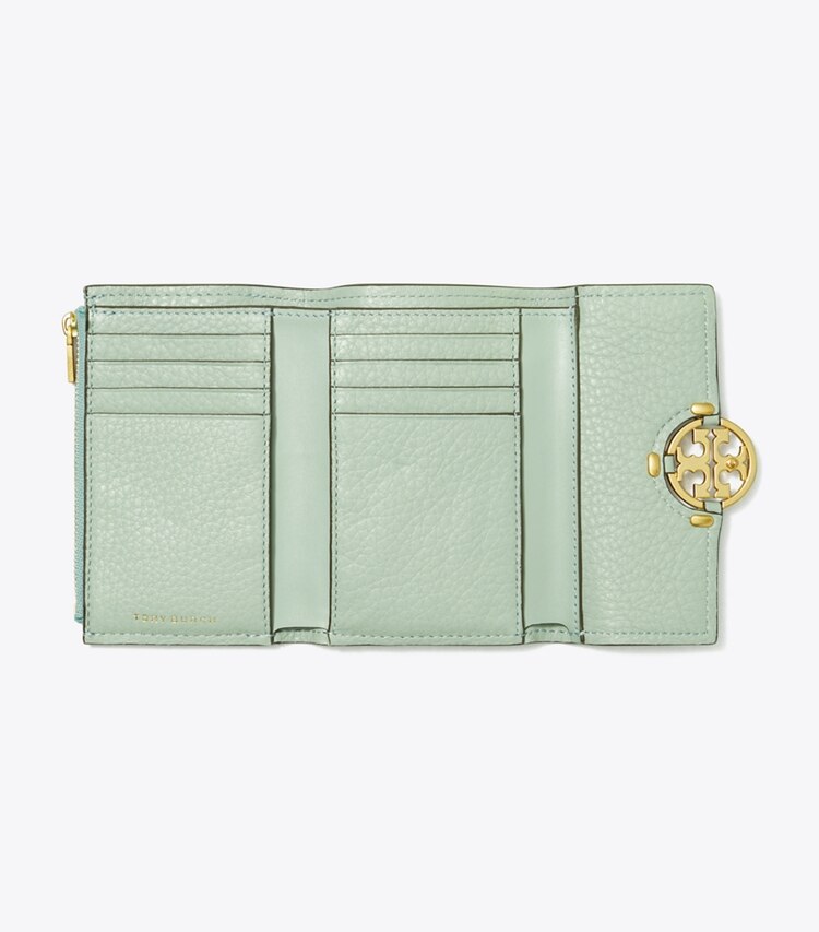 Tory Burch designer wallets Miller Medium Flap Wallet in Blue Celadon overhead