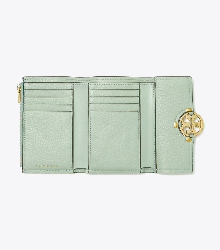 Tory Burch designer wallets Miller Medium Flap Wallet in Blue Celadon overhead