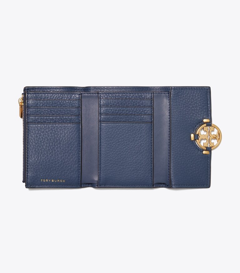 Tory Burch designer wallets Miller Medium Flap Wallet in Bluestone angle